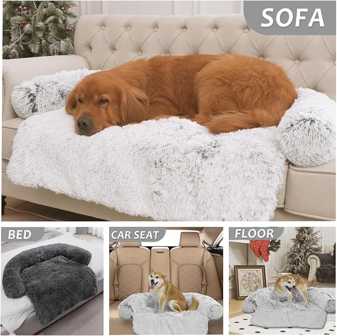 Calming Dogs/Cats Bed Mats, Dog Pad Washable Removable Couch Cover, Plush Long - Image 7