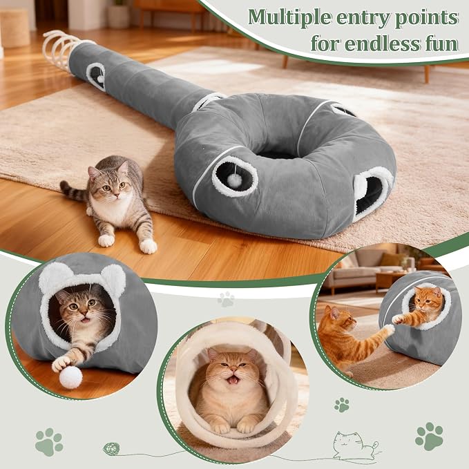 Ownpets 2-in-1 Cat Tunnel, Large Lollipop Shape Cat Tunnel Toy - Image 5