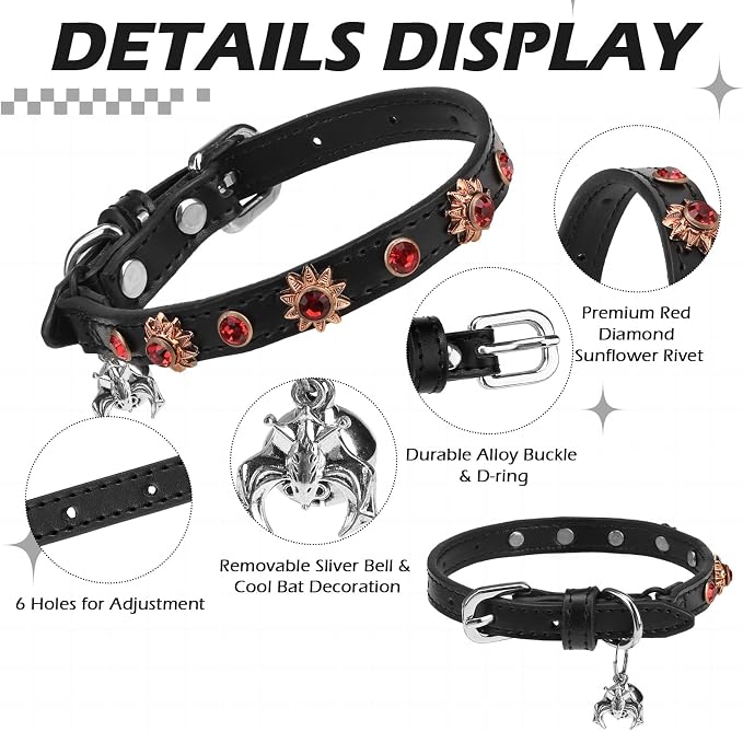 EXPAWLORER Cat Collar for Girl Boy- Adjustable Leather Pet Collar - Image 3