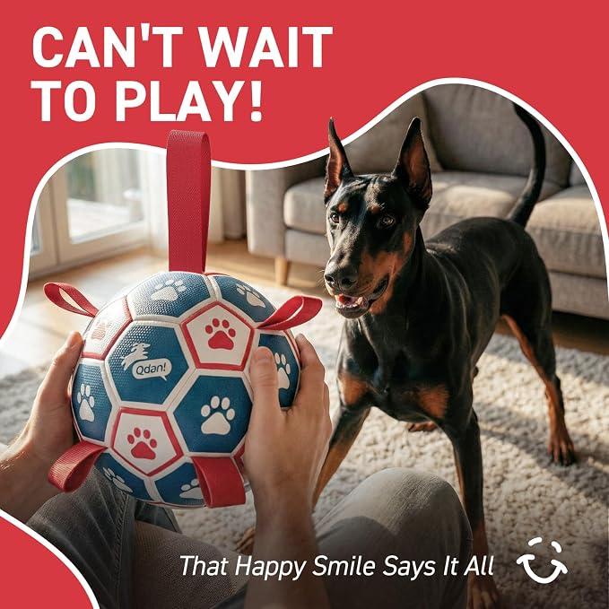 QDAN Dog Toys Soccer Ball with Straps, Durable Giant Dog Balls, Outdoor Dogs - Image 8