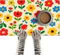 Pet Feeding Mat 24x16 inch Colorful Flower Print Pet Bowl Placemat Non Slip by HOMETITUTE