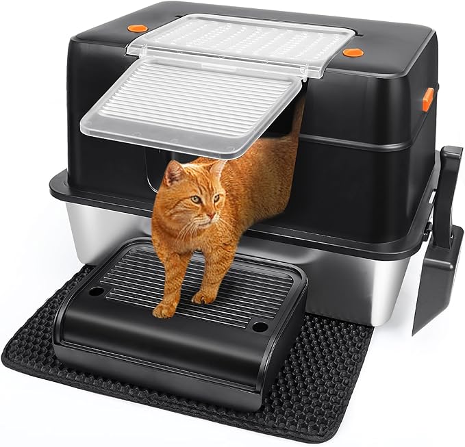 Vivifying Stainless Steel Litter Box, XL Side Entry Extra Large Litter Box by Vivifying