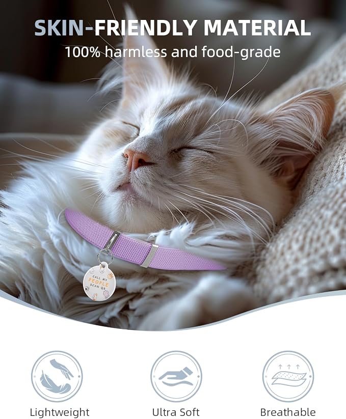 Cat Collar with Bell, Stretch Elastic Quick Release, Non Breakaway Lightweight - Image 7