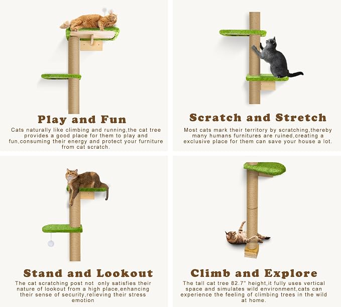 Floor to Ceiling Cat Tree for Kittens, Wall Mounted Cat Wall Furniture - Image 5