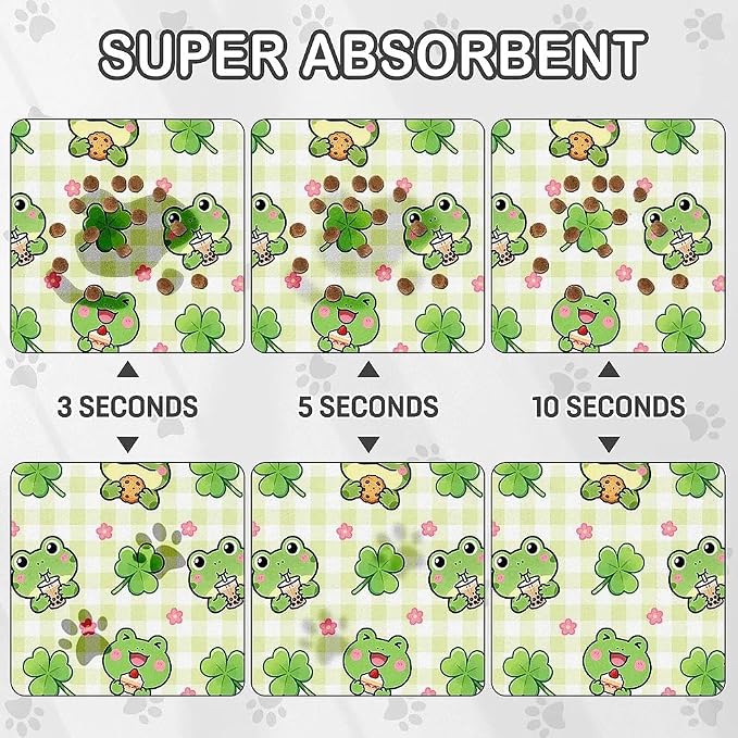 Dog Food Mat for Pet Cat Food Mat, Cute Frog Absorbent Quick Dry Dog Bowl Mats - Image 2
