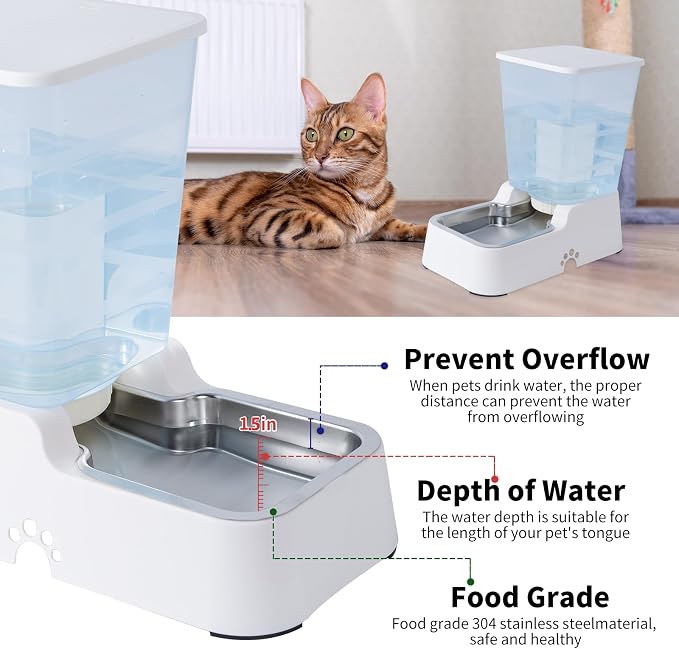Meikuler Pets Auto Feeder 5.2L, Food Feeder and Water Dispenser Set - Image 2