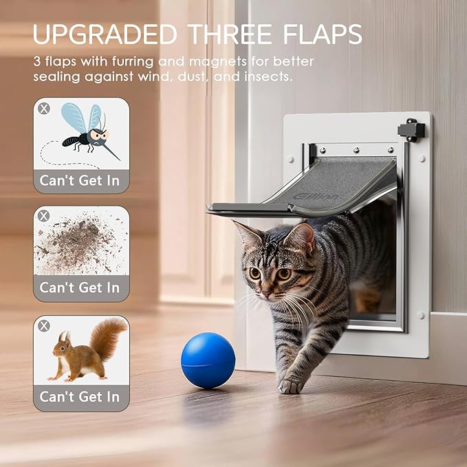 Cat Door for Wall Dog Door for Wall Exterior, 3-Flap Small Pet Door for Walls - Image 3