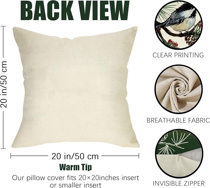 Fahrendom Hello Winter Green Decorative Throw Pillow Covers 20 x 20 Set of 4 - Image 2