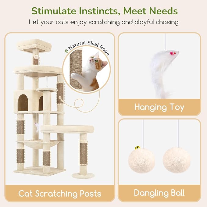 Globlazer Extra Large Platform Cat Tree, 65in Tall Sturdy Cat Tree - Image 6