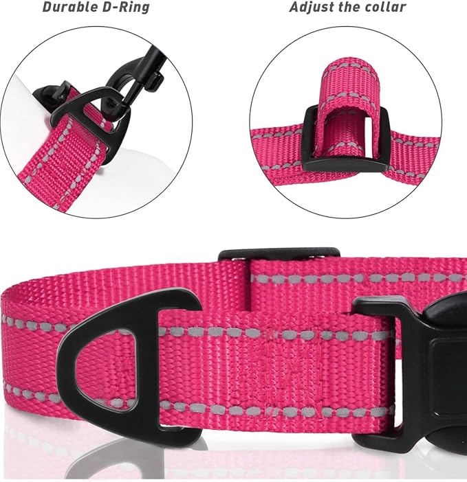 TagME Dog Collar, Adjustable Reflective Nylon Pet Collar - Image 3