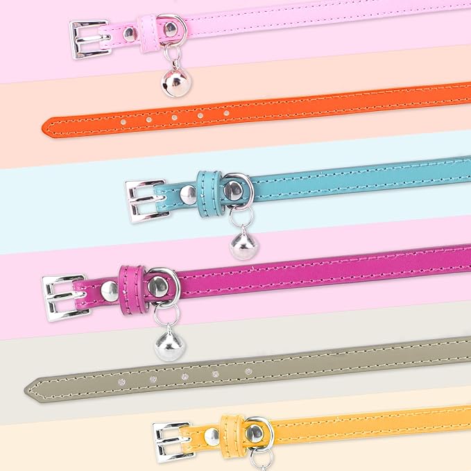 PUPTECK 2 PCS Soft Genuine Leather Cat Kitten Collar - Image 9