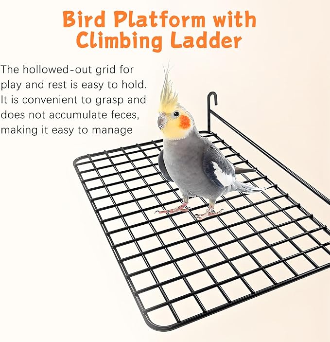 BNOSDM 4 PCS Bird Perches Platform, Stainless Steel Grid Platform - Image 3