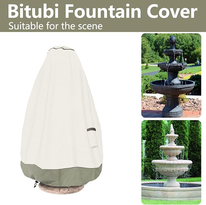 Bitubi Fountain Cover（52"x68"） 600D Oxford Cloth Garden Fountain Statue - Image 3