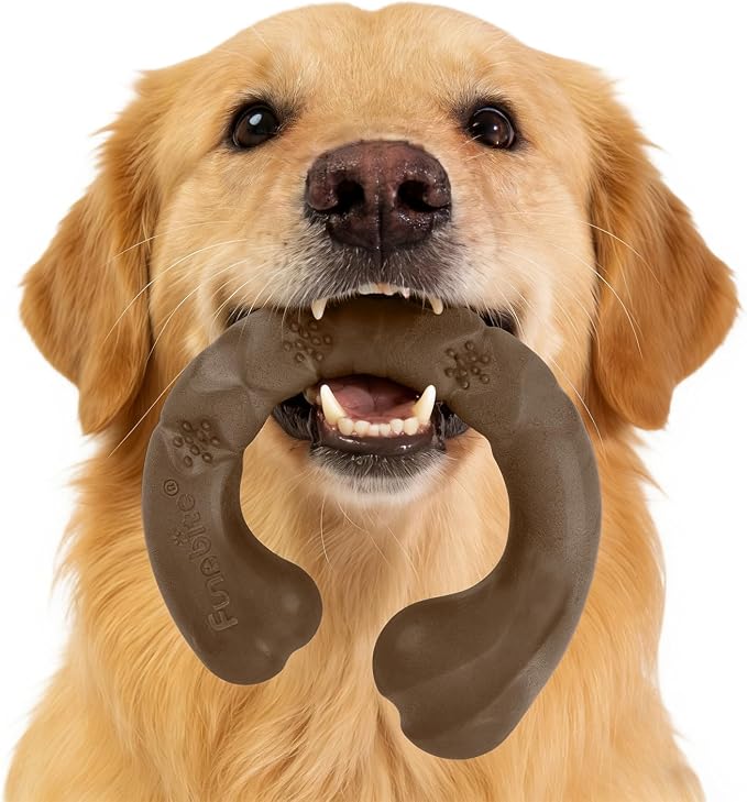 Tough Dog Toys for Aggressive Chewers, Bacon Scented & Curved Nylon Bone to by Unknown