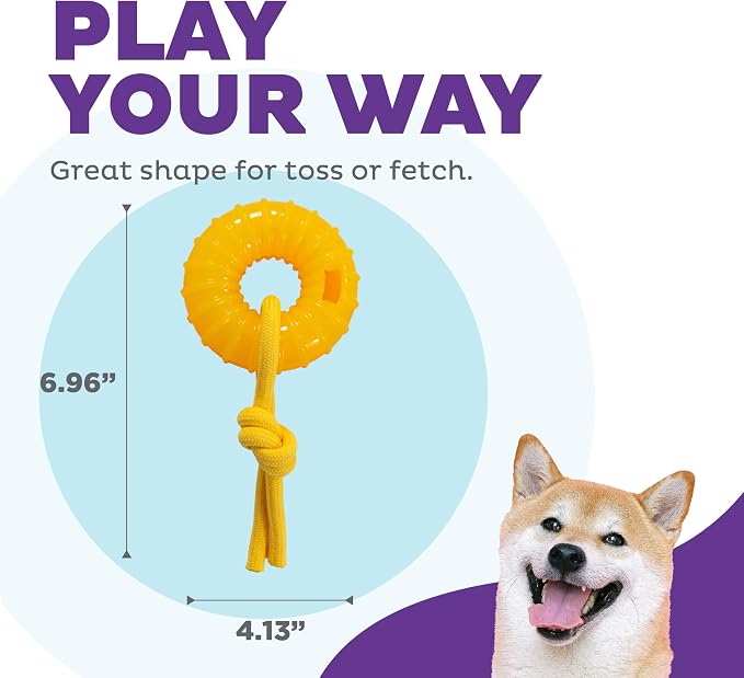 Outward Hound Gummiez Peach Ring 2-in-1 Dental Dog Chew Toy and Treat Stuffer - Image 4