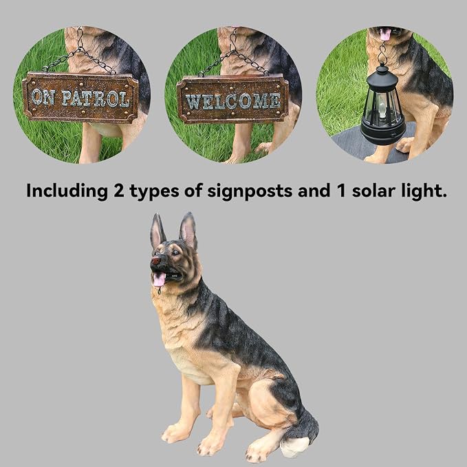 German Shepherd Statue Outdoor Decorations – Dog Statues Outdoor Sitting German - Image 3