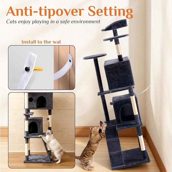 Sweetcrispy 70 Inch Cat Tree Tower, Indoor Cat Condo - Image 2