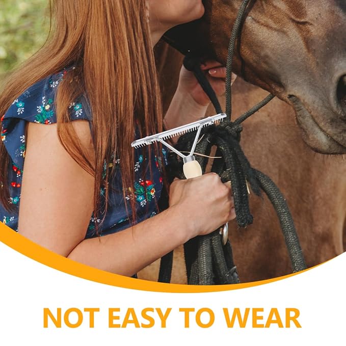 iplusmile Horse Hair Comb with Wooden Handle Ergonomic Non-Slip Pet Grooming - Image 2