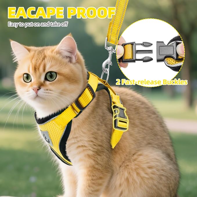 PUPTECK Cat Harness and Leash Set Escape Proof Reflective Cat Walking Harness - Image 3