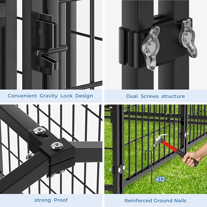 4x4x4.5ft Outdoor Dog Kennel, Metal Heavy Duty Dog Run - Image 5