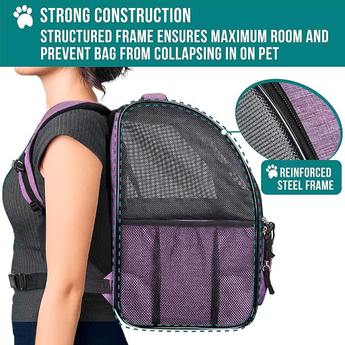PetAmi Dog Backpack Carrier for Small Large Cat, Ventilated Pet Hiking Backpack - Image 6