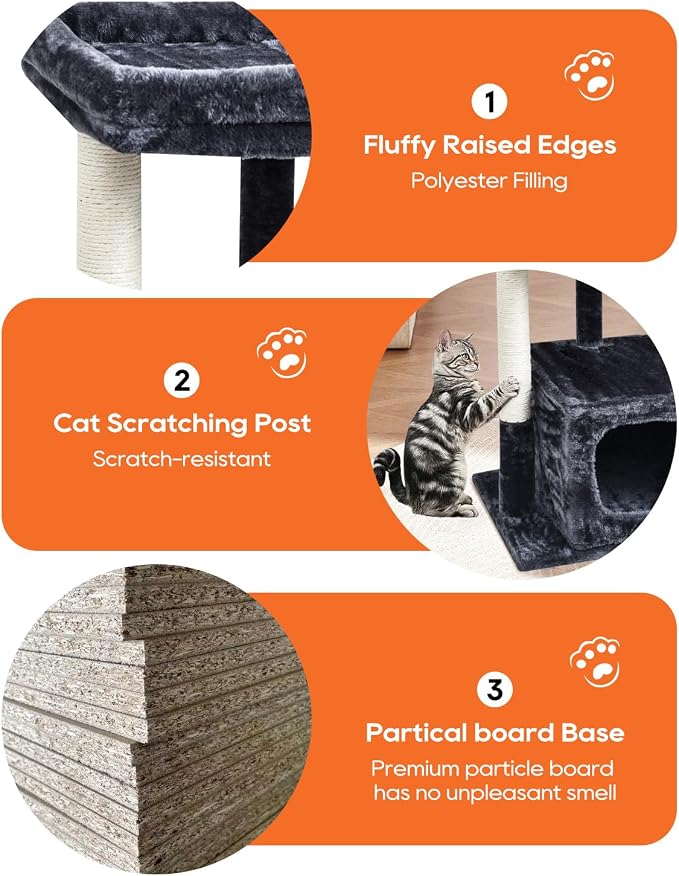 SYANDLVY 27IN Cat Tree for Indoor Cats Large Adult, Modern Activity Tower - Image 5