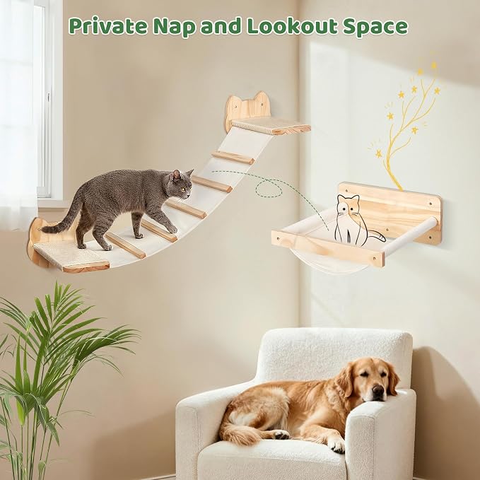 Cat Wall Shelves and Hammock Set, Cat Bridge Wall-Mounted - Image 8