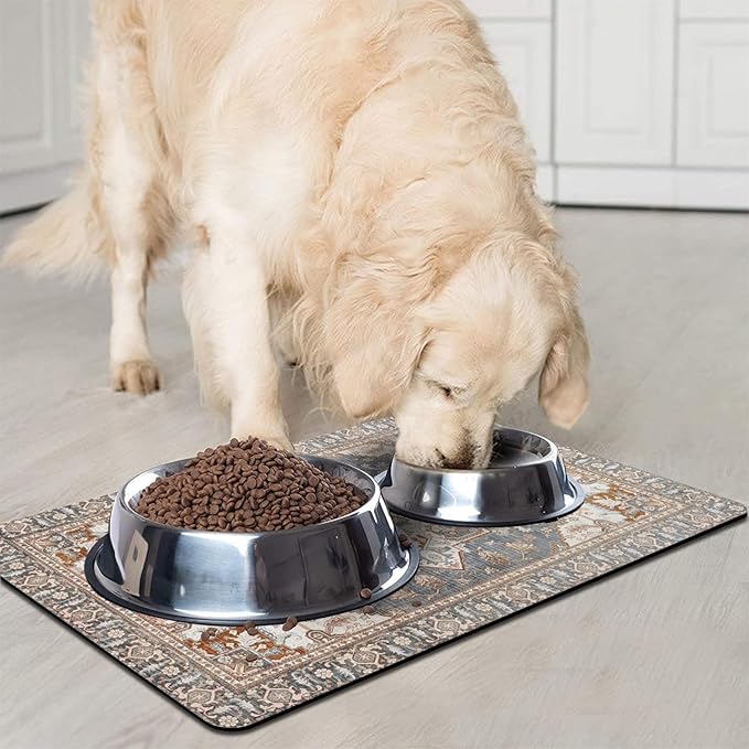 2 Pack Dog Food Mats for Floors, Absorbent and Quick-Drying Pet Cat Food Mat - Image 2