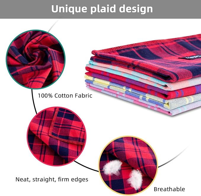 Spring Dog Bandana Large-Dog Scarf Vibrant Color Pink Green Plaid Printing - Image 3