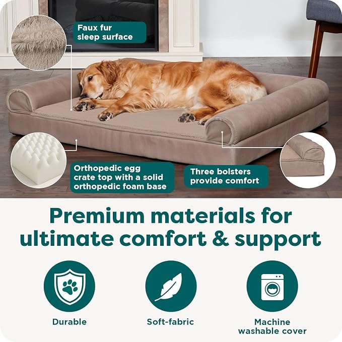 Furhaven Orthopedic Dog Bed for Large Dogs w/ Removable Bolsters & Washable - Image 5