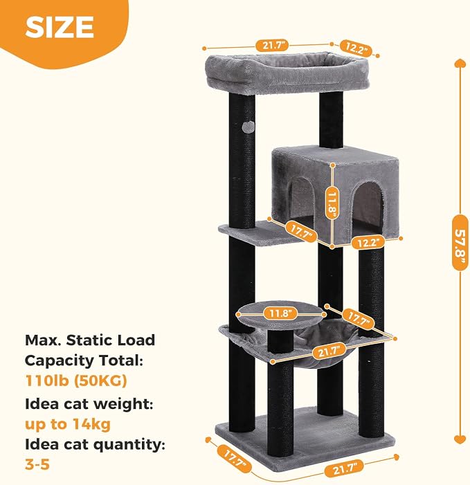 Large Cat Tree with Reinforced Scratching Posts - Image 7