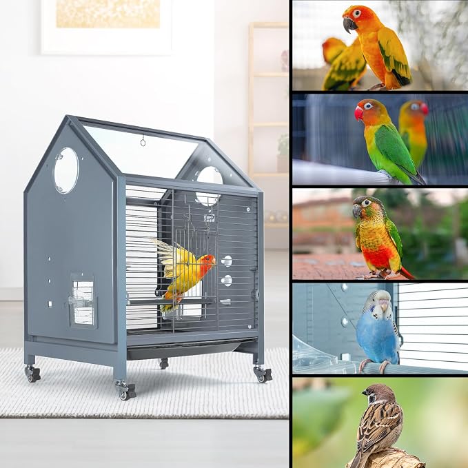 Acrylic Bird Cage, 25 inch Medium Parrot Cage - Image 7