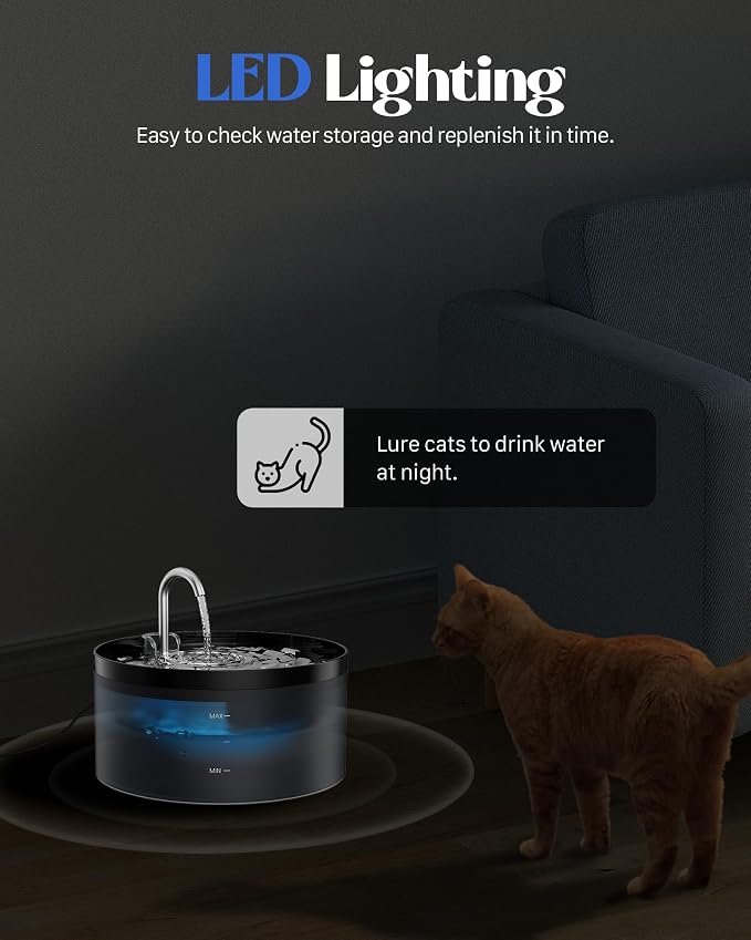 Cat Water Fountain for Cats Indoor: GIOTOHUN 108oz/3.2L Black Cat Drinking - Image 6