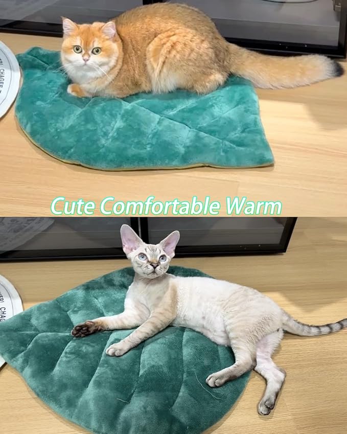 Cat Mat Self Warming Cat Bed 26"x20" Leaf Shaped Cotton Soft Warm Pet Pad - Image 8