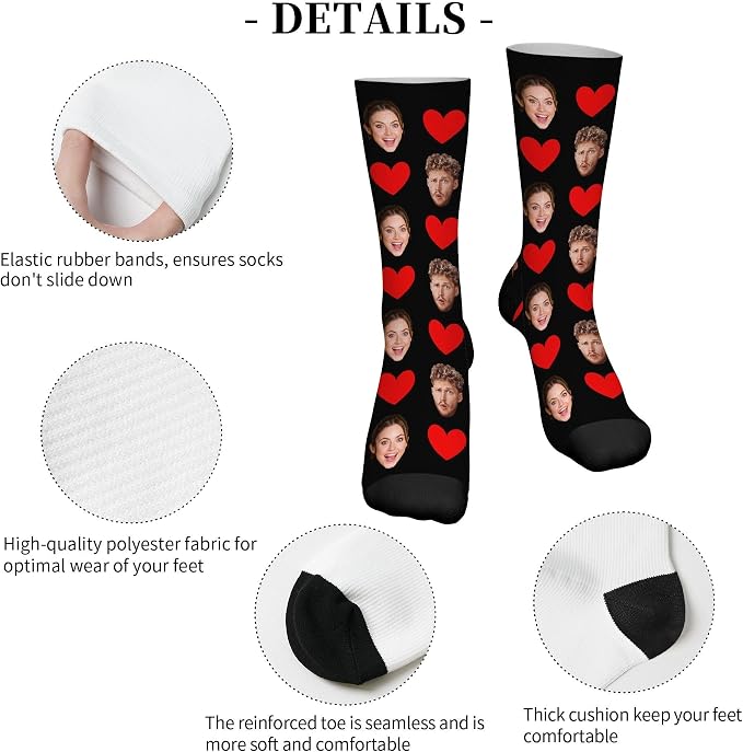 D-Story Custom Face Socks, Personalized Photo Picture on Socks, Unisex Athletic - Image 6