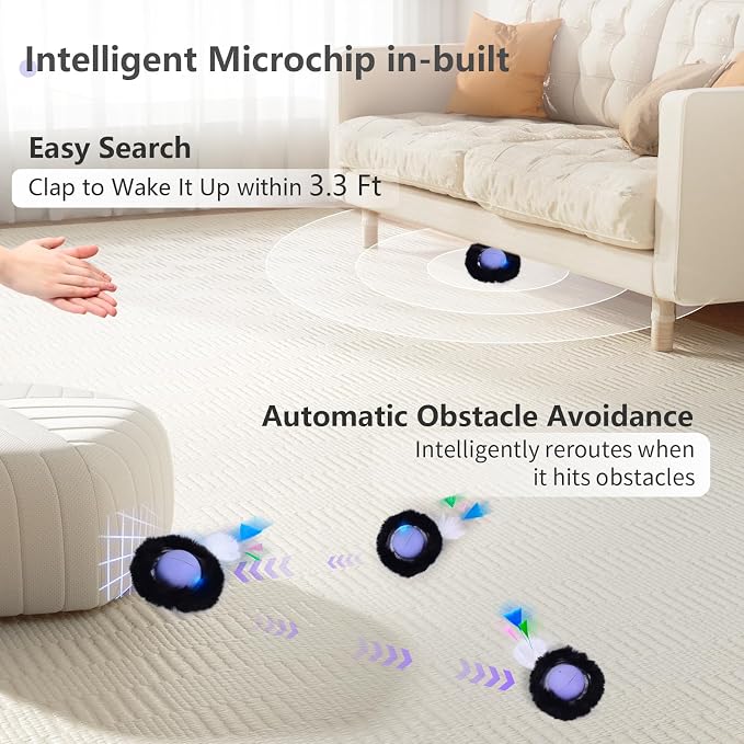ORSDA Cat Toys, Interactive Activated Moving Ball in 7 Holes Mat, Automatic - Image 5