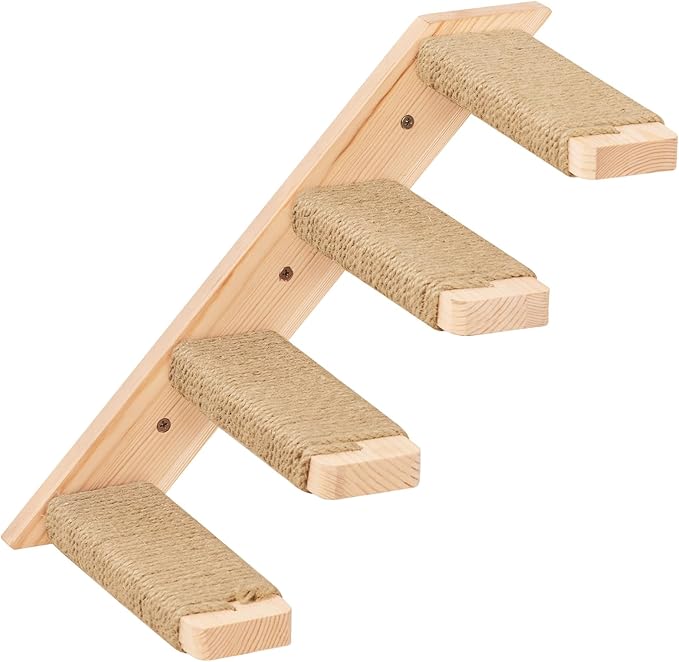 Cat Climbing Shelves Four Stair Shelf Wall Mounted Reversible Left & Right by PELUOMOZ