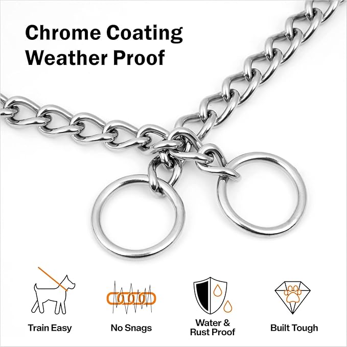 TagME Chain Choke Collar for Dogs, Adjustable Weather Proof Necklace for Large - Image 2