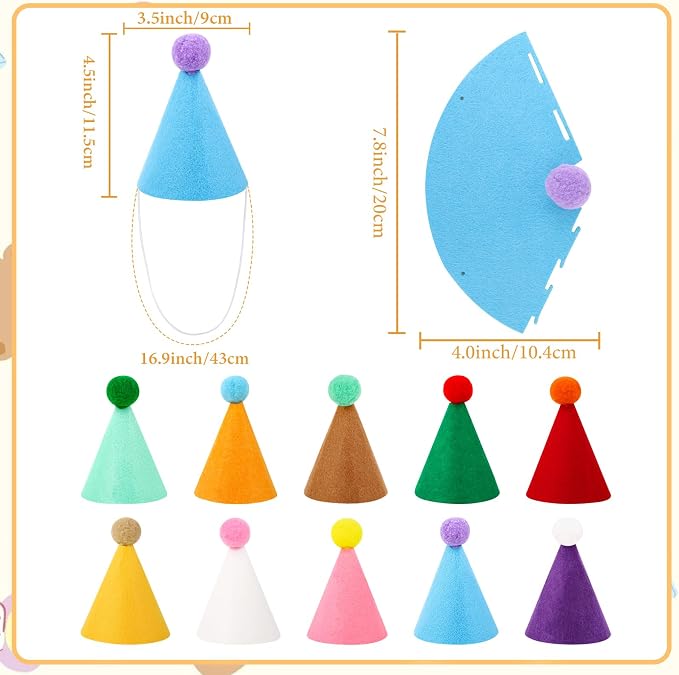 10 Pcs Mini Birthday Party Hats Multicolor Lovely Cone Hats - Image 2