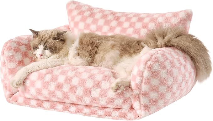 Hollypet Cat Bed Fluffy Plush Mutifuctional Double-Layer Soft Pet Couch by Hollypet