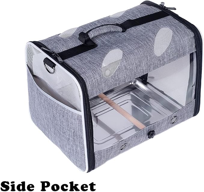 Bird Travel Carrier with Stand Perch, Breathable Bird Carrier Cage Parrot - Image 4