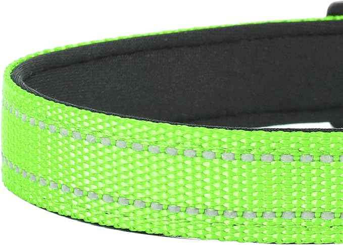 Reflective Dog Collar, Adjustable Soft Neoprene Padded Nylon Pet Collars