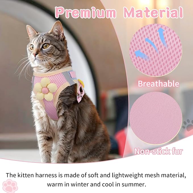 Cat Harness and Leash Set for Walking Escape Proof, Adjustable Kitten Harness - Image 4