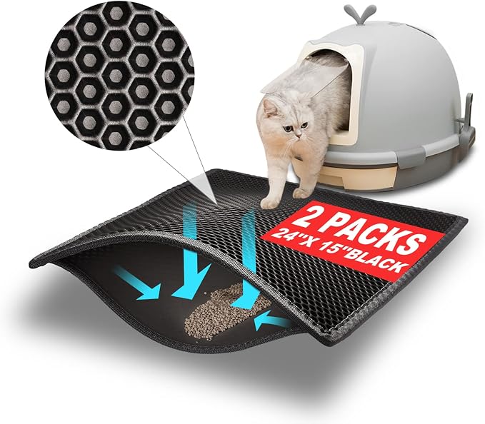 Pieviev 2 Packs Cat Litter Mat Double Layer Waterproof Urine Proof Trapping Mat by Pieviev