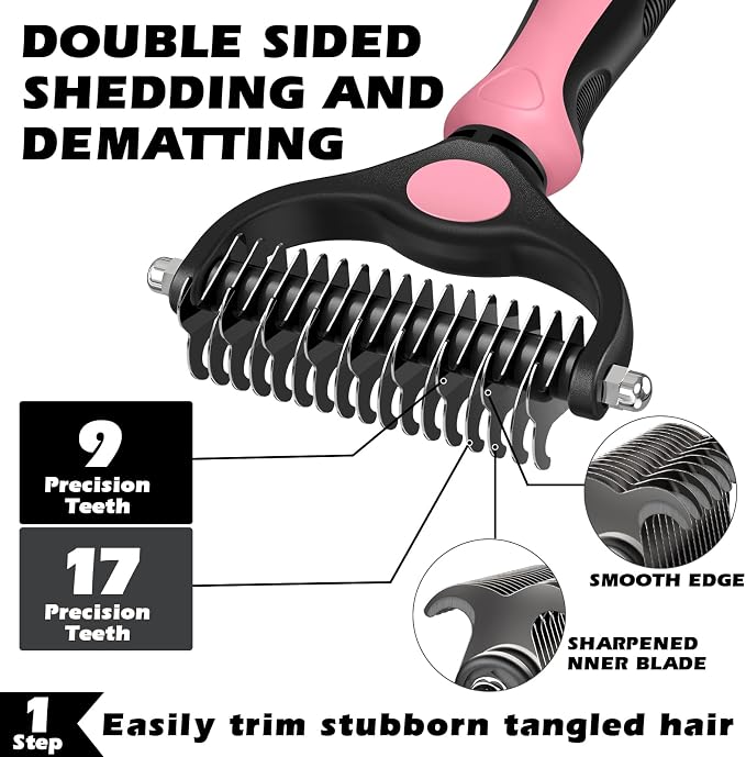 3PCS Self Cleaning Slicker Brush & Pet Grooming Rake & Flea Comb - Image 2