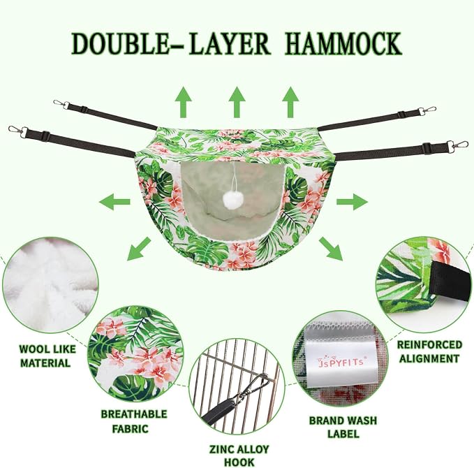 JSPYFITS Cat Cage Hammock with Ball, Double Layer Hanging Adjustable Soft Pet - Image 4