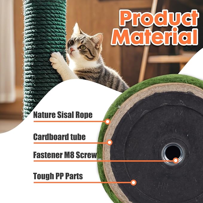 PowerKing Natural Sisal Replacement Scratching Post, 4 Pieces M8 Cat Scratch - Image 3