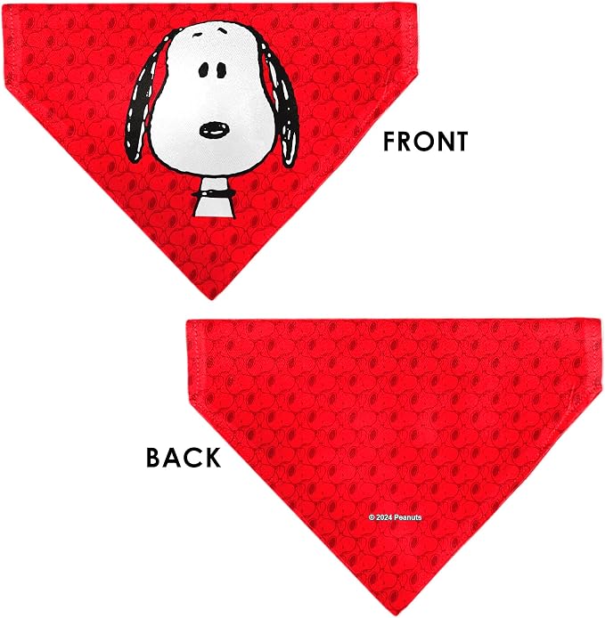 Peanuts Pet Bandana Peanuts Snoopy Face and Profile Pose Reds Slip On Collar - Image 3