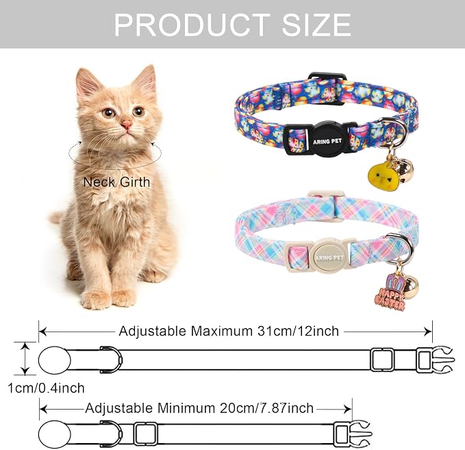 ARING PET 2 Pack Easter Dog Cat Collars, Cute Breakaway Kitten Small Easter Egg - Image 6