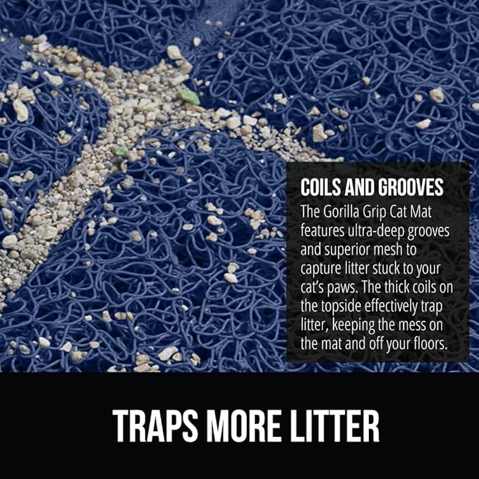 GORILLA GRIP Cat Litter Box Mat, Water Resistant, US Designed Kitty Litter - Image 3